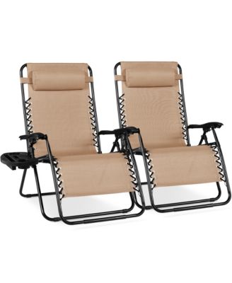 Set of 2 Extra Wide Zero Gravity Lounge Chair Recliners w/ Cup Holder