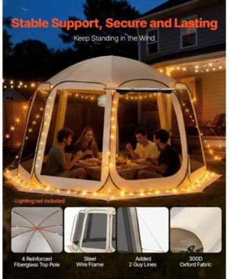 Pop Up Screen House Tent 12x11 ft for 10-12 People with Extended Awning, Carry Bag and Netting Sides