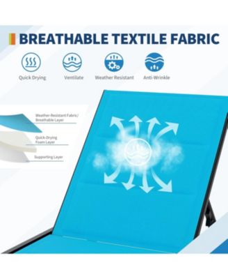 Outdoor Chaise Lounge Chairs with Wheels & Side Table Set of 3, 5-Position Adjustable Backrest Poolside