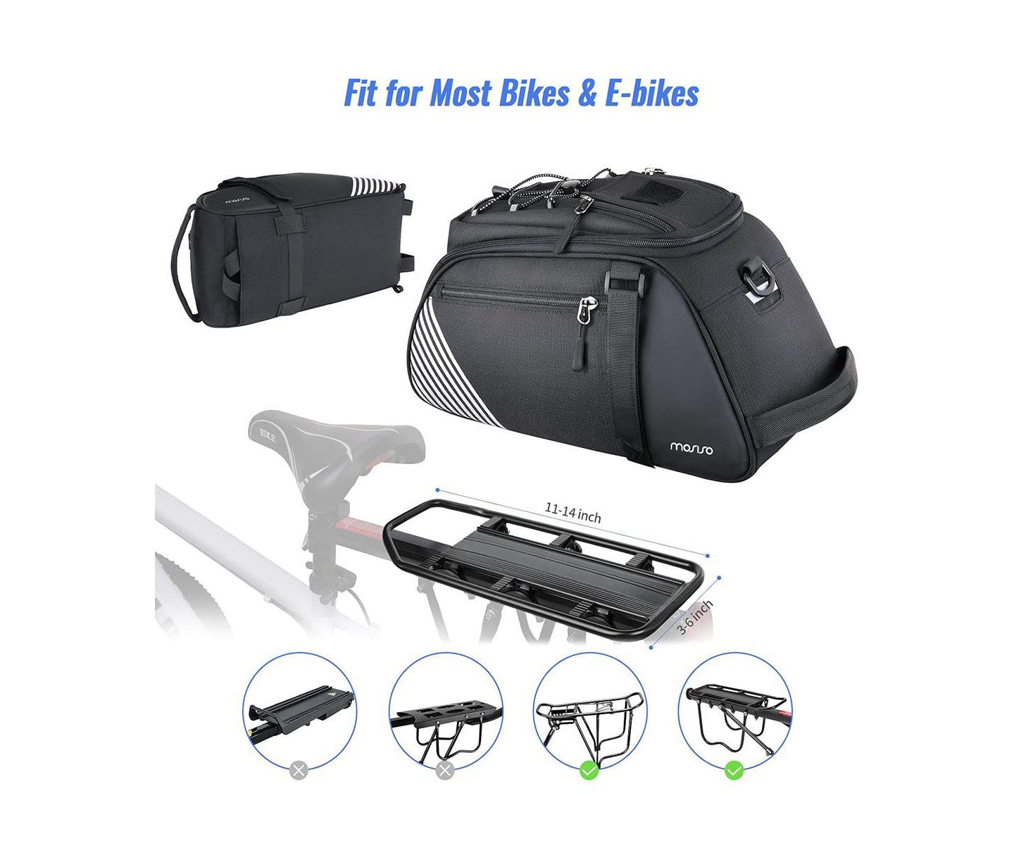 Женская сумка AOLIGEIJS Bike Rack 8L Waterproof Bicycle Rear Trunk with Rain Cover Convertible Backpack Cycling Storage for Commuting Travel, цвет: Чёрный — фото 5