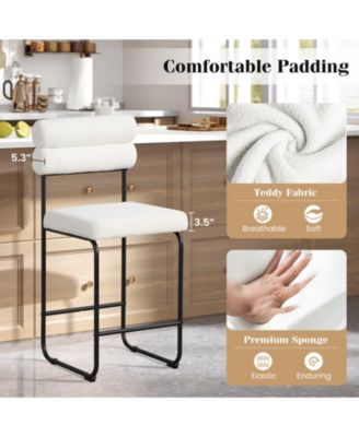 26 Inch Counter Height Bar Stools Set of 2 with Metal Frame and Footrest