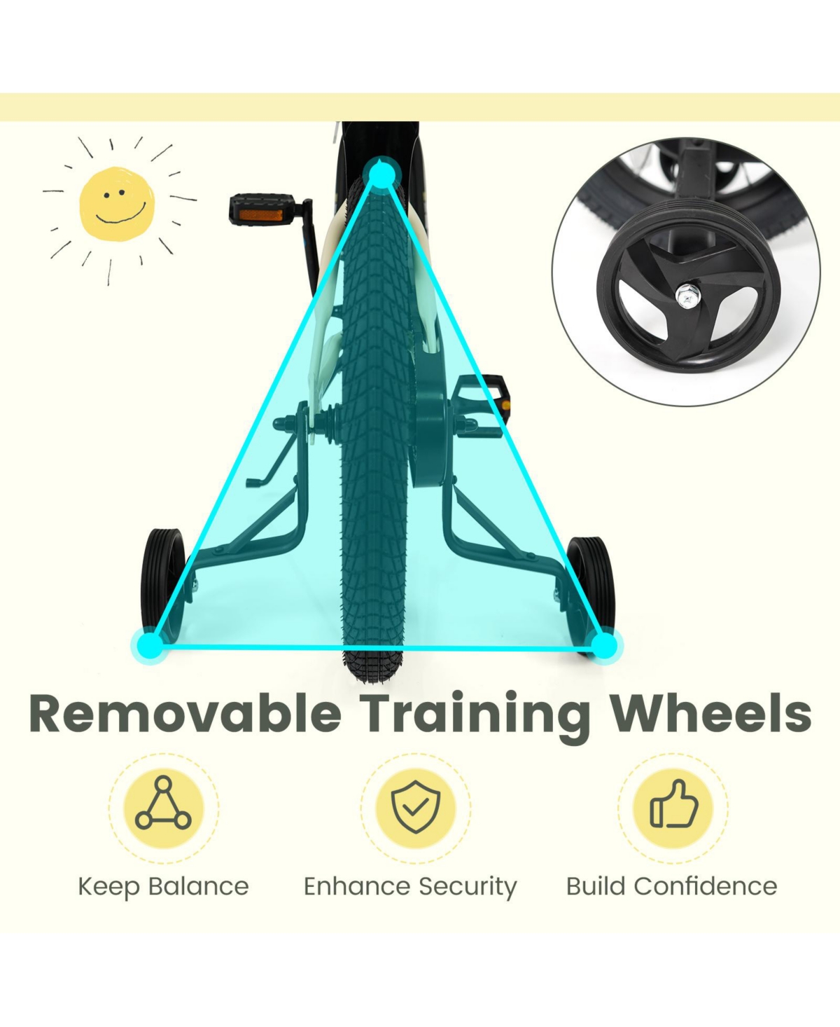 Slickblue Kids Bicycle Sport Style with Detachable Training Wheels Bike