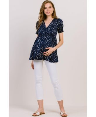 Maternity Floral Empire Waist Wrap Nursing Top