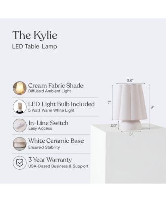 Ceramic Small LED Desk Lamp with Fabric Shade