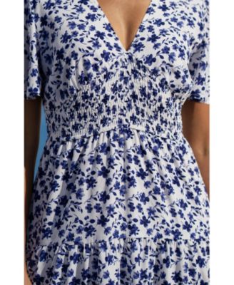 Women's Floral Angel Sleeve Midi Dress