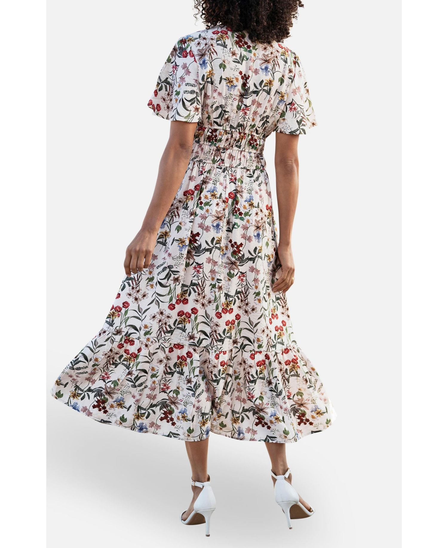 Women's Botanical Print Viscose Midi Dress