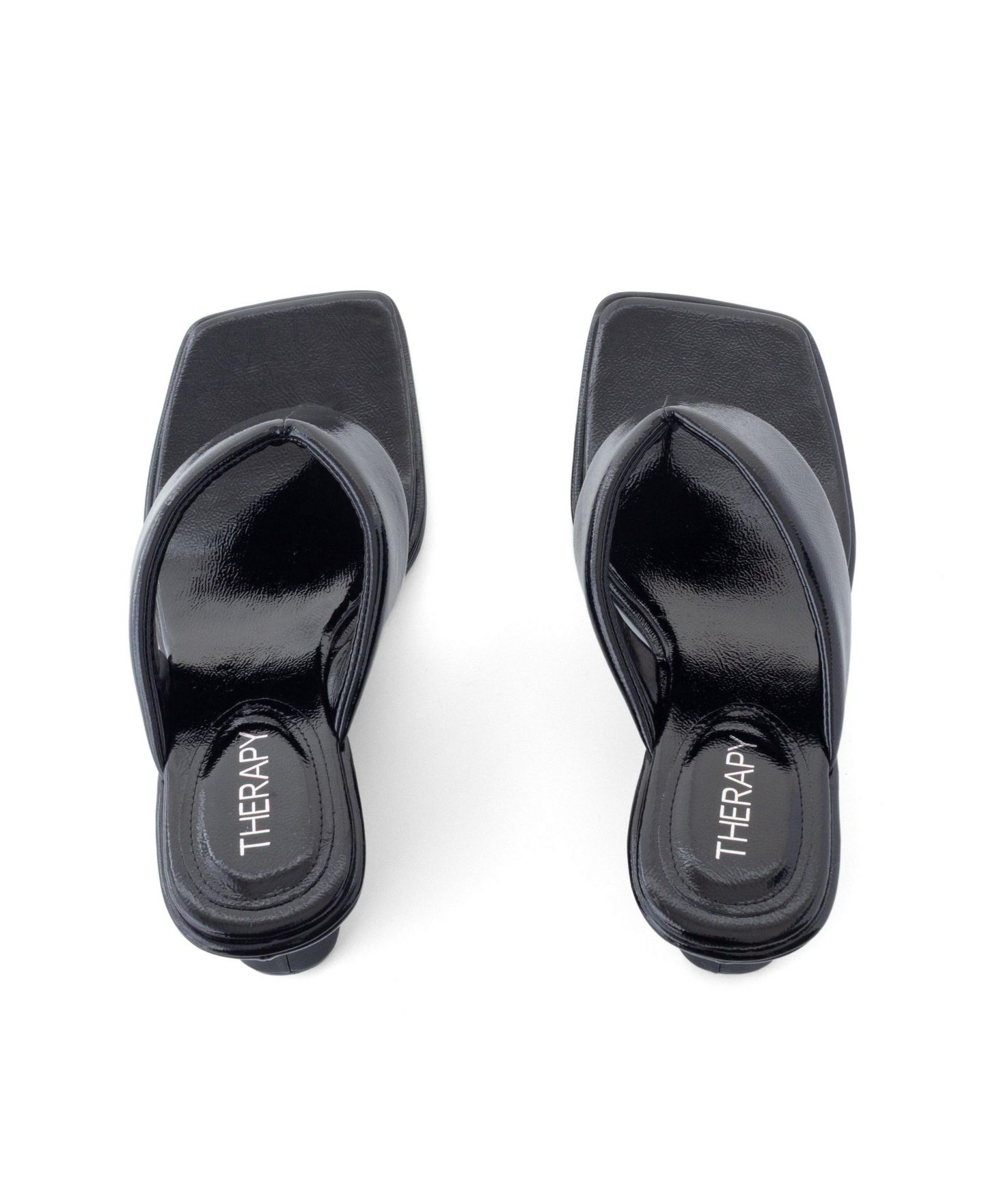 Женские туфли Therapy Australia Lennox Square Toe Wedge Thong Heel, цвет: Чёрный лаковый — фото 6