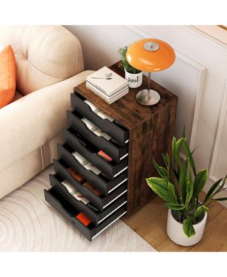 Wooden 7-Drawer Chest with Lockable Wheels for Storage