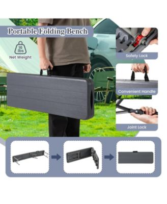 6 Feet Folding HDPE Bench with 1320 LBS Capacity and Handle Lock