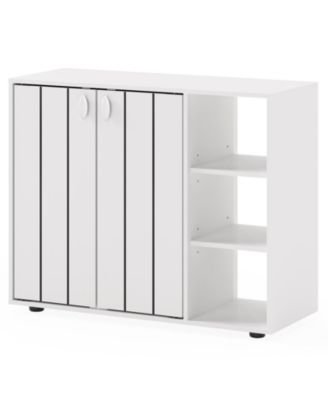 3-Tier Shoe Cabinet with Doors with Adjustable Open Shelves for Entryway