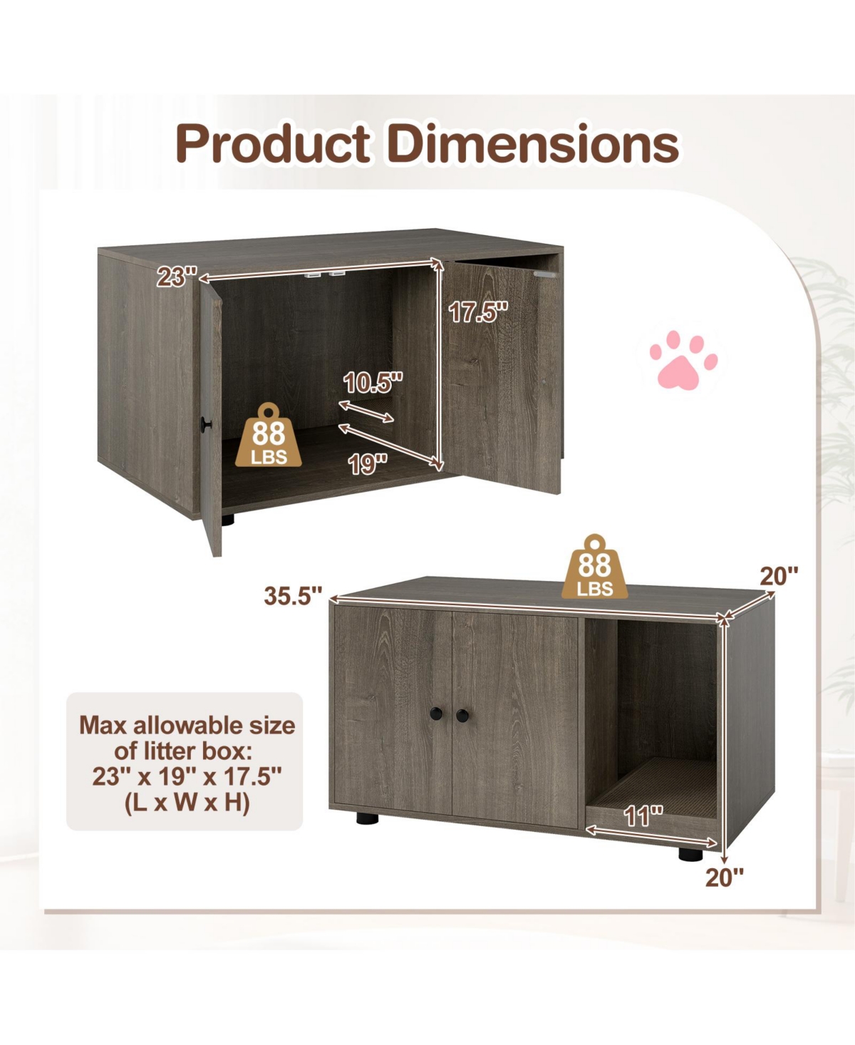 Cozito Hidden Cat Litter Box with Scratching Board