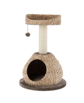 Cat Tree  Handmade Woven Tower with Jump Platform