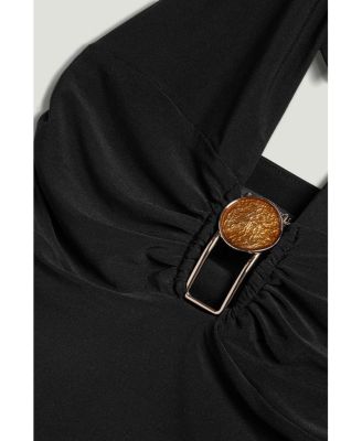 Women's Deep V Halter Detail Blouse