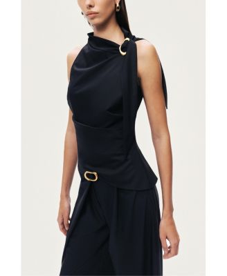 Women's Asymmetric Buckle-Detail Blouse