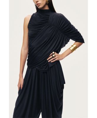 Women's Asymmetric Draped Blouse