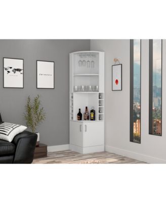 Corner Bar Cabinet with 3 Cabinets 12 Wine Rack