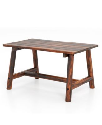 Outdoor Table with Slatted Tabletop for Patio Garden Balcony