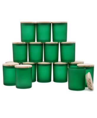 Glass Candle Jars with Wood Lids 16 Pack