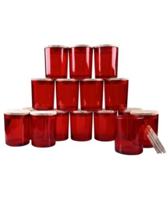 Glass Candle Jars with Wood Lids 16 Pack