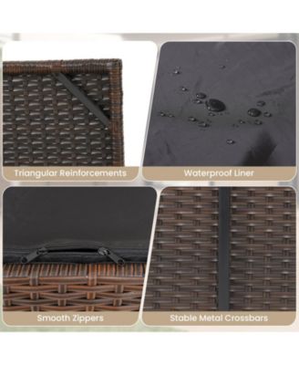  PE Rattan Patio Storage Bin with Waterproof Liner and Shoe Rack