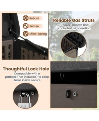  Waterproof HDPE Deck Box with Lockable Lid and Gas Strut