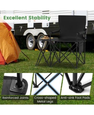Oversized Camping Chair with Integrated Side Table and Storage Pockets
