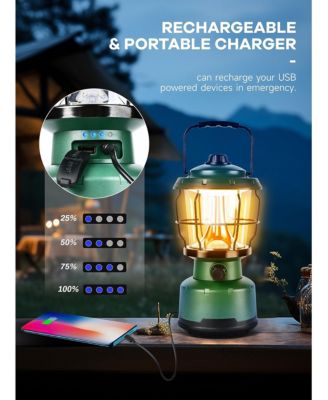 Vintage LED Camping Lantern Rechargeable Emergency Light 6000mAh Camping Outdoor Recreation Gear