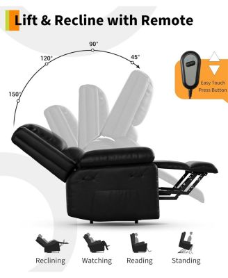 Electric Lift Recliner Chair - Heat and Massage, PU Leather Power Lift Recliner for Elderly and Mobility Impaired, Adjustable Back and Legs