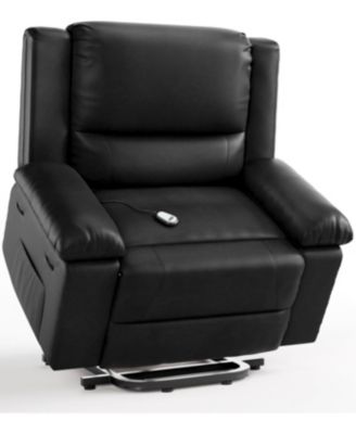 gaomon Oversized Electric Lift Recliner Chair - Heat and Massage, Pu Leather Power Lift Recliner for Elderly & Mobility Impaired - Black