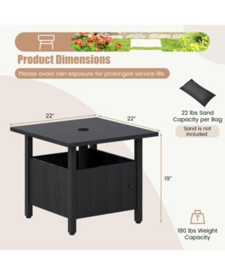 Outdoor Umbrella Table Base Stand with Side Table and Umbrella Hole