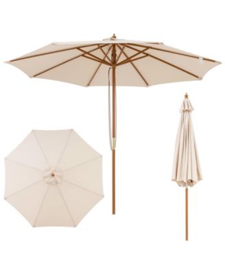 Patio Umbrella Outdoor Table Market Umbrella with 8 Sturdy Bamboo Ribs