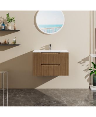 Walnut Freestanding Bathroom Vanity with Sintered Stone Top, Ceramic Sink, Soft Close Storage, Stainless Steel Legs-Sillysis