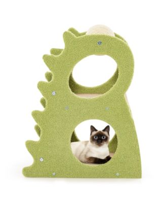Cat Tree 2-Tier Dinosaur Theme with Sisal Scratch Ball