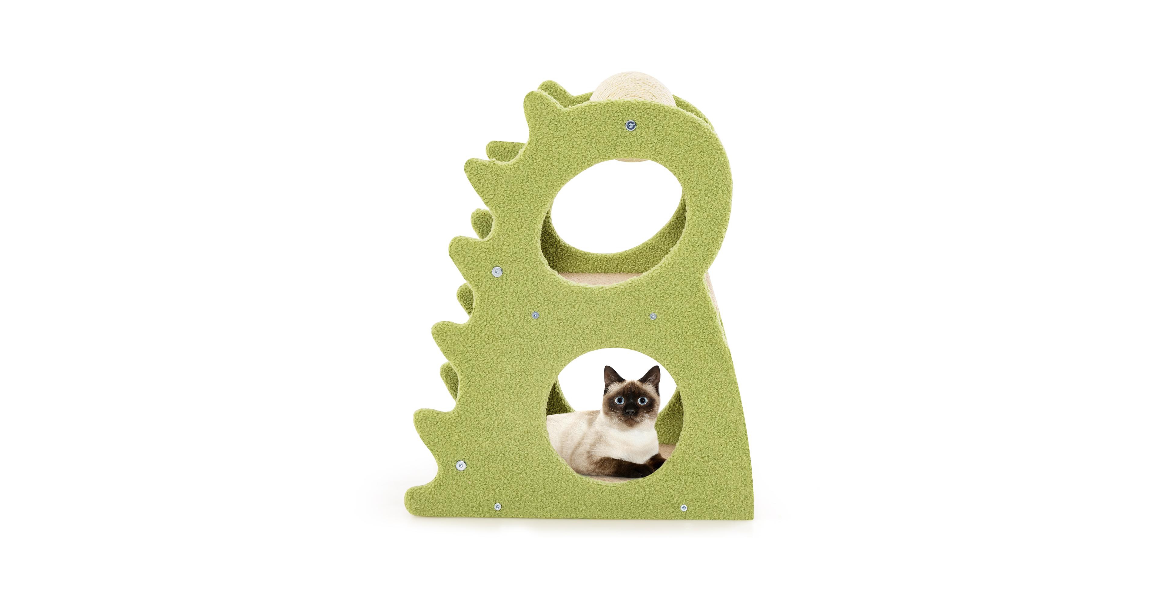 Cozito Cat Tree 2-Tier Dinosaur Theme with Sisal Scratch Ball