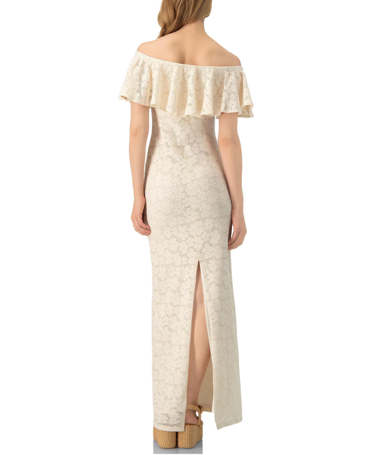 Women's Lace Long Bardot Neckline Dress