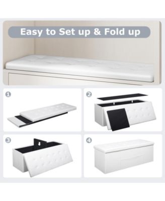 43-Inch Folding Storage Ottoman Bench with Foot Rest