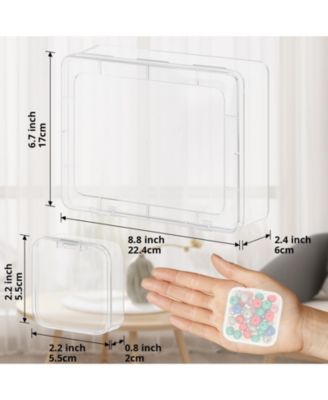 31pcs Bead Organizer Box Plastic Storage Cases Mini Clear Containers Hinged Lid Rectangle DIY Craft