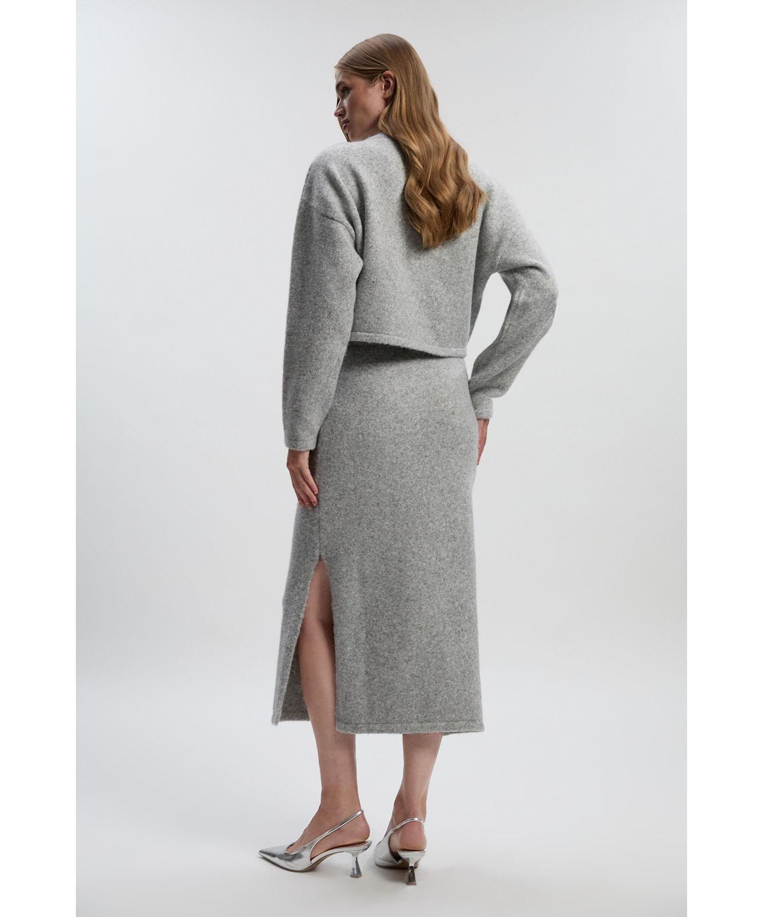Women's Wool Embellished Pencil Midi Skirt