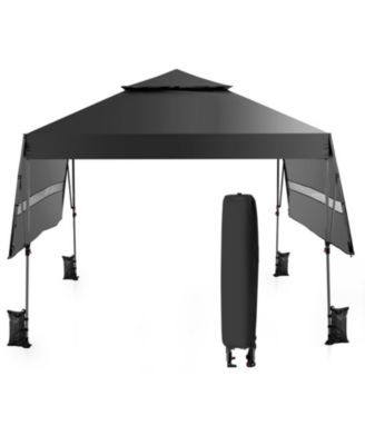 10 x 17.6 ft Pop Up Canopy Tent with Dual Half Awnings and Wheeled Carry Bag