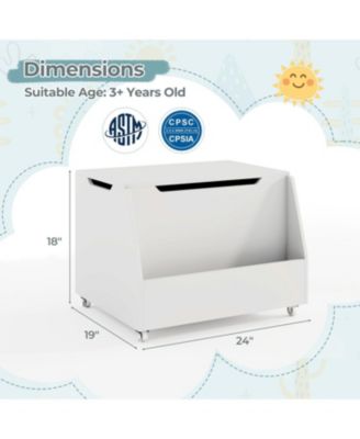 Wooden Mobile Toy Storage Organizer with Bookshelf and Lockable Wheels