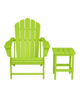 Outdoor Patio HDPE Adirondack Chair With Cup Holder and Table Set