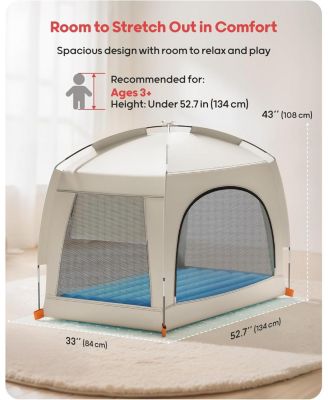 Inflatable Toddler Travel Bed with Tent - Lightweight Blow Up Kids Air Mattress with Hand Pump - Indoor and Outdoor Portable Sleeping Solution