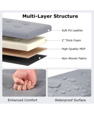 43-Inch Linen Folding Storage Ottoman Bench with Padded Top
