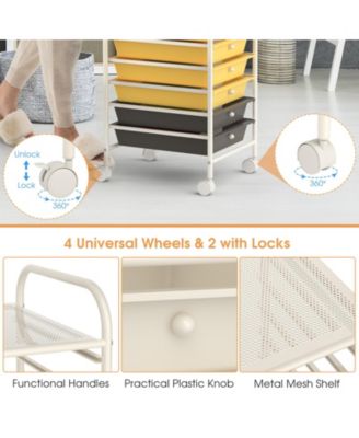 10 Drawer Rolling Storage Cart Organizer with 4 Universal Casters