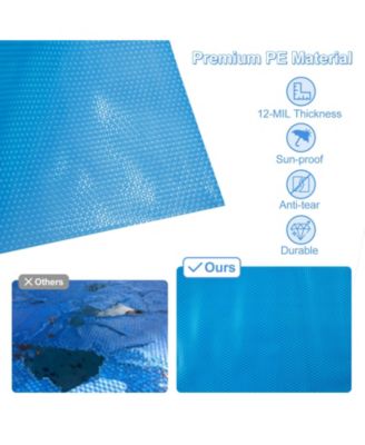 12 x 24 Feet Rectangle Swimming Pool Cover 12-MIL Heat Retaining Pool Solar Blanket with Carrying Bag
