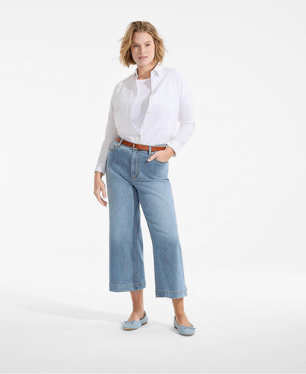 Lands' End Women's Recover Denim High Rise Wide Leg Crop Jeans view 4 — MAYCSS fashion products