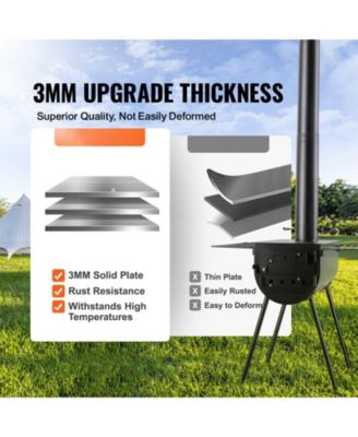 118 Inch Camping Tent Wood Stove with Chimney Pipes, Portable Alloy Steel Hot Tent Stove