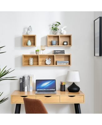 Bauhaus Floating Geometric Cubby Wall Shelves - Set of 3 Sizes