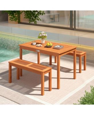 Rectangular Patio Dining Table for 4-6 with Slatted Top