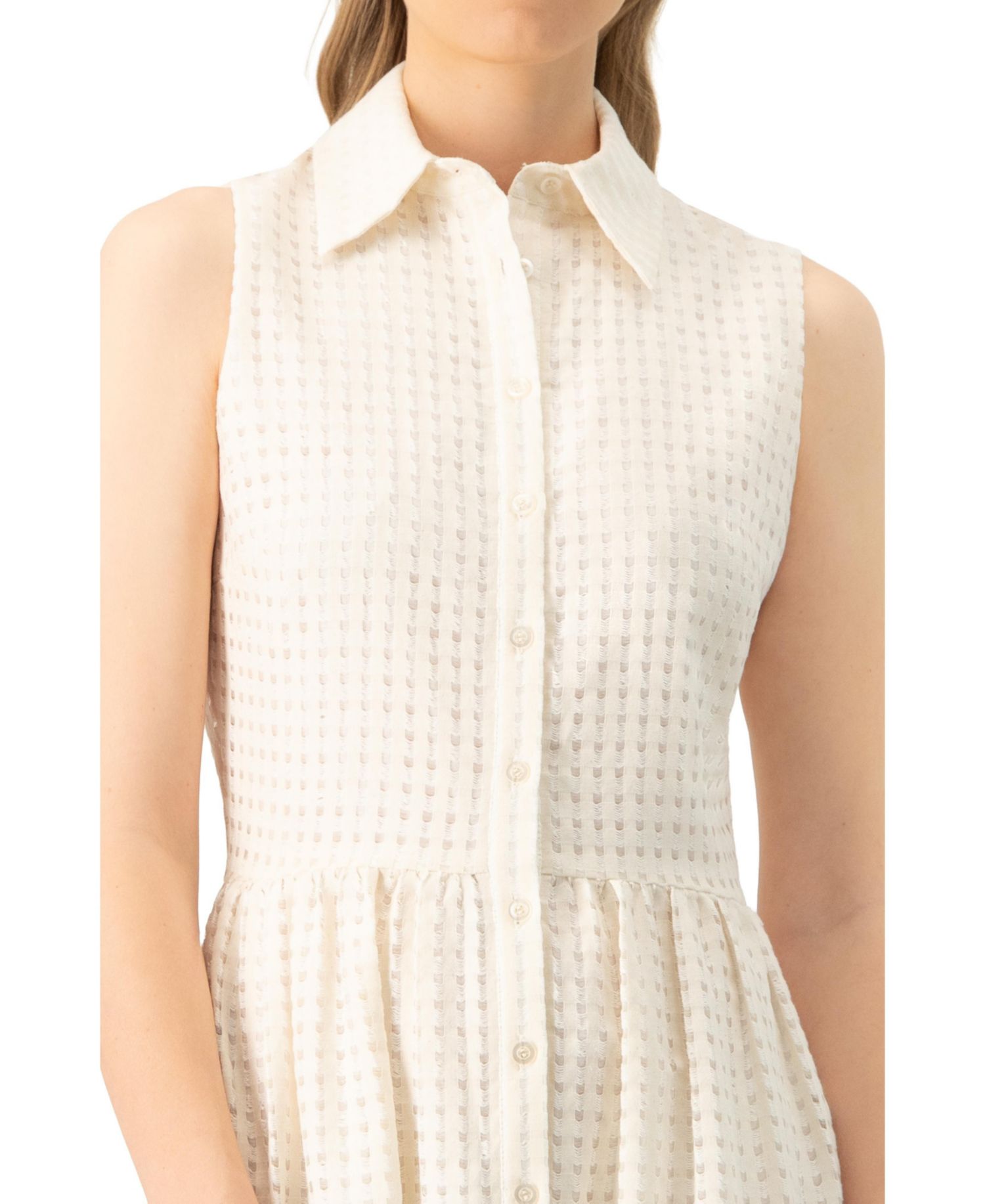 Women's Button-Up Sleeveless A-Line Knit Dress